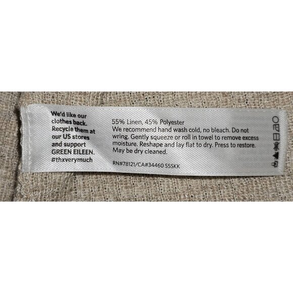 Eileen Fisher XL Beige Linen & Wool Blend Open Cardigan Sweater For Women - Picture 4 of 8